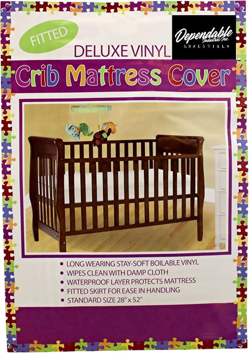 28" 52" Deluxe Vinyl Fitted Crib Mattress Cover Protector x Standard Size Waterproof Protects and Keeps Mattress Clean