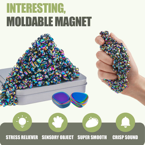 1000+ 2 JUNYANG Magnetic Balls, Mini Magnetic Putty, with Large Smooth Magnetic Beads, Fun Quiet Fidget Toy for Adults