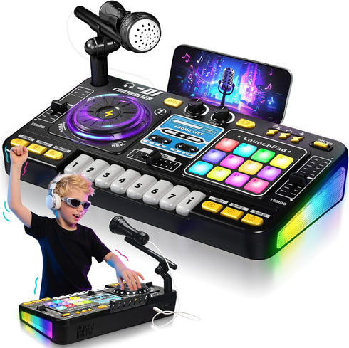 DJ Mixer for Kids, Toddler DJ Mixing Table with DJ Turntable, Game