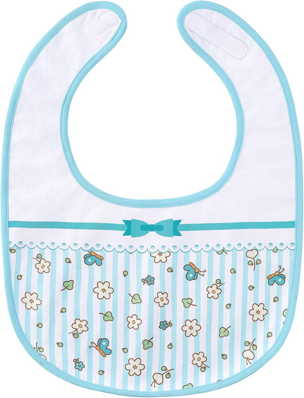 Littleforbig Cotton Waterproof Babydoll Printed Adult Bib, Pink Floral, Adjustable Velcro Closure