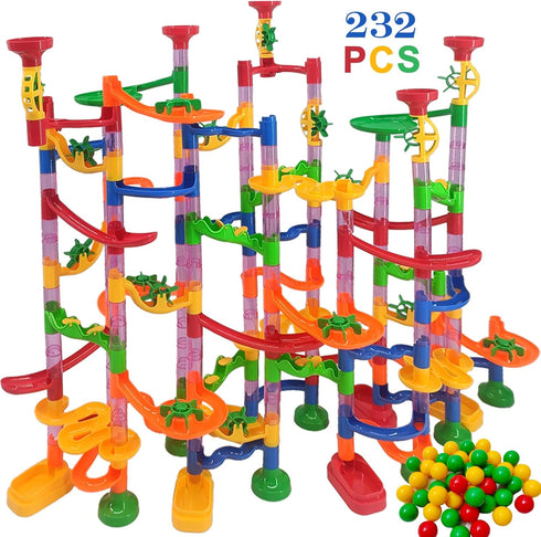 232 PCS Marble Run Premium Set - STEM Educational Building Block Toy with 45 Marbles for Kids