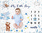 Mindsoft Sleeping Bear Monthly Baby Milestone Blanket Bear Star Balloon Flannel Blanket Boy