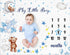 Mindsoft Sleeping Bear Monthly Baby Milestone Blanket Bear Star Balloon Flannel Blanket Boy