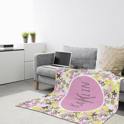CADE 60x80 Inches Baby Girl Blanket Personalized Name Baby Swaddle Blanket Newborn Custom Baby Blanket Soft Receiving