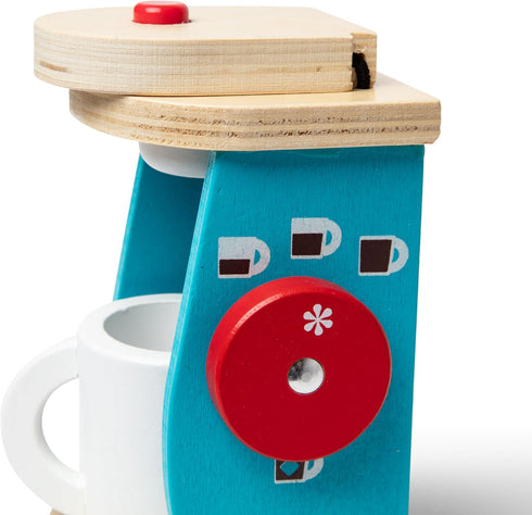 11-Piece Set Set Melissa & Doug Brew and Serve Wooden Coffee Maker - Play Kitchen Accessories Pretend Play Kitchen