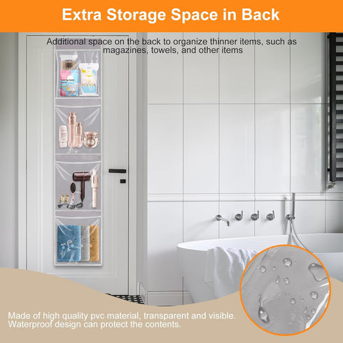 Over Door Organizer and Storage - Toy Hanging Container Holder with 4 Removable Clear Bins for Nursery, Bathroom