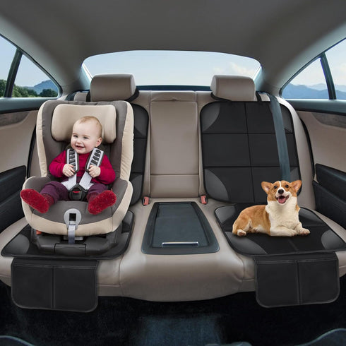 Musclez 600D 2 (Black-1pcs) Car Seat Protectors, Car Seat Covers Waterproof Fabric, Non-Slip Backing & Mesh Pockets