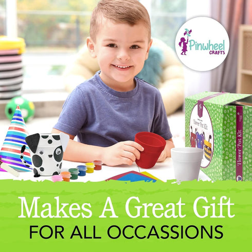 Set 8 2 3 8-12+, Set Pinwheel Crafts Flower Pot Painting Kit Paint Your Own Kids Gardening with Seeds, Soil, Paints
