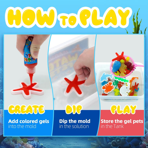 20 24 Set, Flavery Magic Water Elf Toy Kit, Fairy Water Gel Kit with Magic Gels and Shape Molds, Craft for Kids, Aqua