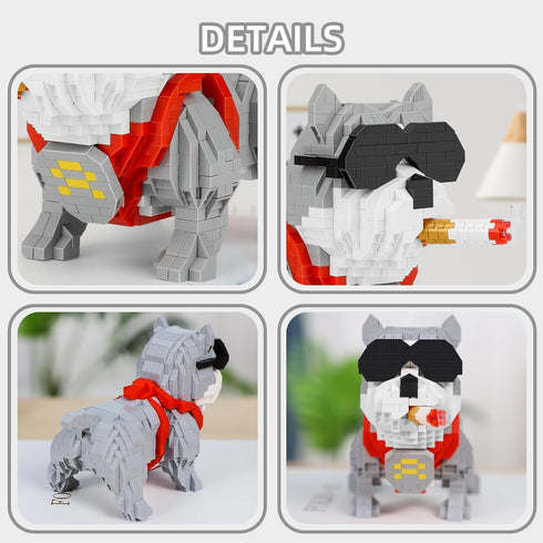 8-14, (998 Cute Animal Bully Pitbull Micro Mini Building Blocks Kit, Mini Dog Micro Bricks Building Toys for Adults