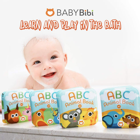 Floating Baby Bath Books - Kids Learning Bath Toys, Waterproof Bathtime Toys for Toddlers (Set of 4: ABC Animal Bath