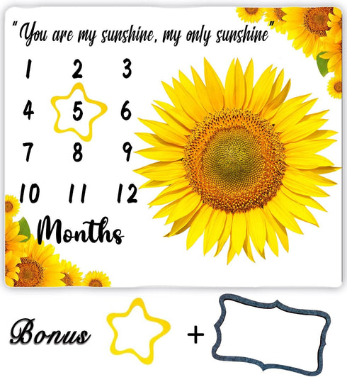 Flannel Baby Monthly Milestone Blanket, You are My Sunshine, 48x40inch by MTMETY
