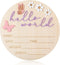 Ajcotahm Hello World Newborn Sign, 5.9 Inch Wooden Baby Announcement Sign Pink Butterfly