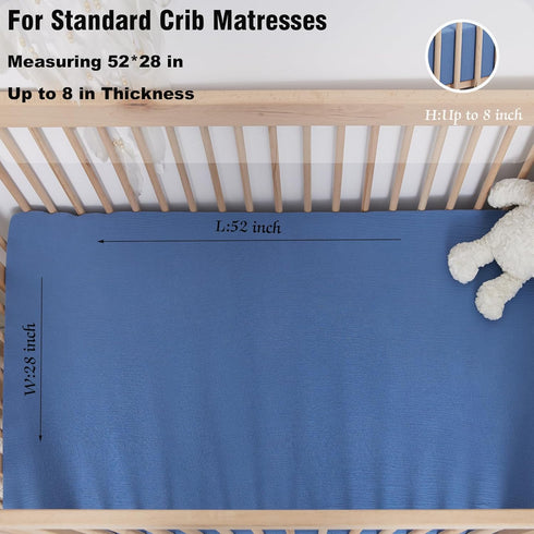 2 Pack Set 28"x 52" Muslin Neutral Crib Sheets for Boys & Girls Blue Rutiwa Soft Breathable Baby Sheets for Crib