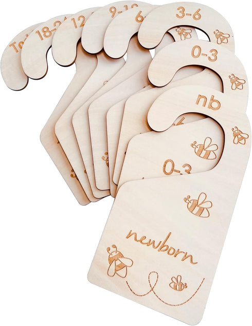 Lemon Shane Baby Closet Size Dividers, Double-Sided Wood Baby Closet Organizer Hanging Baby Clothes