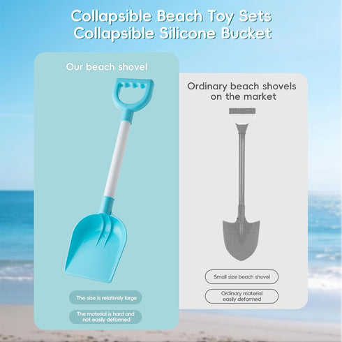 Set 17 Set) Sawaruita Beach Toys for Kids - Sand Toys Includes Collapsible Bucket Shovel and Mesh Bag PCS, Toddlers