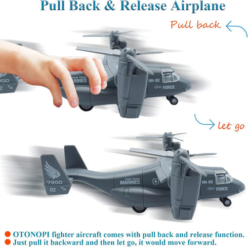 OTONOPI Military Helicopter Toy Marines Force Plane Model Alloy Plane Transport Army Aircraft Fighter Jet Die-Cast