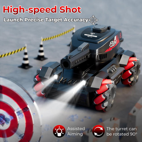 AIGIMU 4WD 360Rotating RC Tank That Shoot,Remote Control Tank for Kids Adults Stunt RC Car Fast All Terrain Toy Tanks