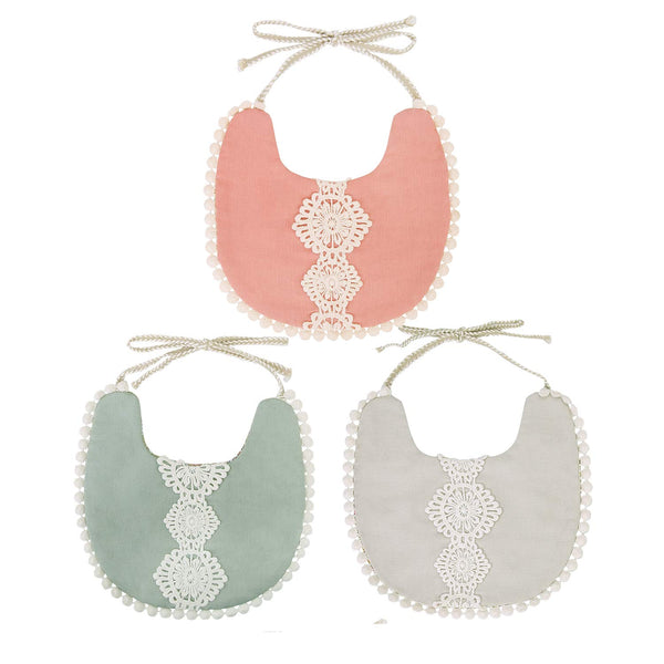 GZMM Baby Bib for Girls, Reversible Waterproof Handmade Natural Cotton Baby Drool Bib, 0-12 Months, 3 Pack