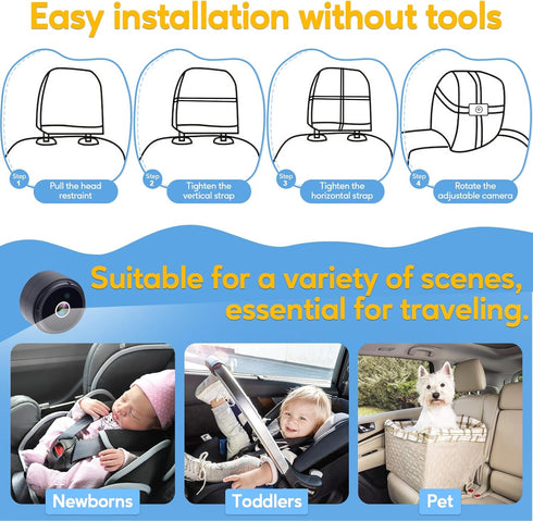 LeeKooLuu 1080P 0-4 Setup Carseat Car Camera for Baby: HD Display Real-Time Monitoring for Infants Years No Delay