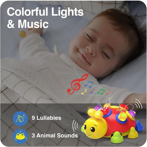 Holaxander 6-12 7 8 9 10 11 1-2 Baby Bilingual Musical Ladybug Crawling Toys,Baby Toys Months with Light-up Music