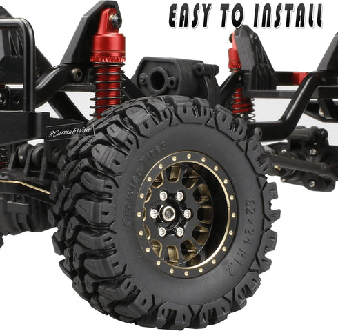 RC 1.2in Beadlock Tires 62 * 24mm, Soft Sticky Rubber Tires for 1/18 Trx4m, 1/24 SCX24 FCX24, 4PCS (Style B)