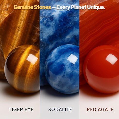 HCOREY 8-12, 8 8.8" 6.7" Solar System Model Kit for Kids Real Gemstone Planets Marbles, STEM Educational Space Toys