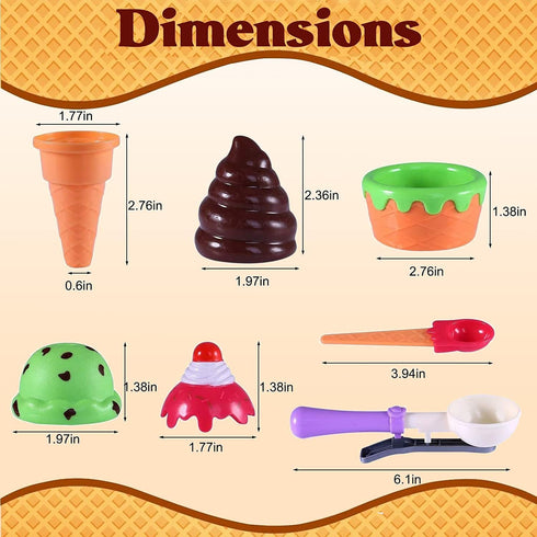 Kids Ice Cream Toy Set - Pretend Play Sweet Treats Ice Cream Parlour Dessert Accessories