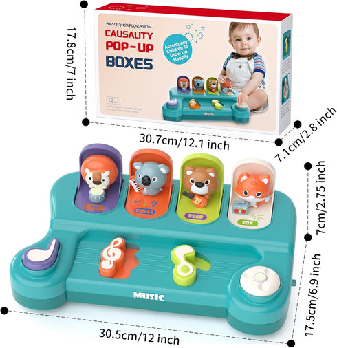 1 12-18 12-24 1-2 usrela Cause and Effect Toys for Year Old Boy Girl, Baby Musical Toys Month, Interactive Pop up
