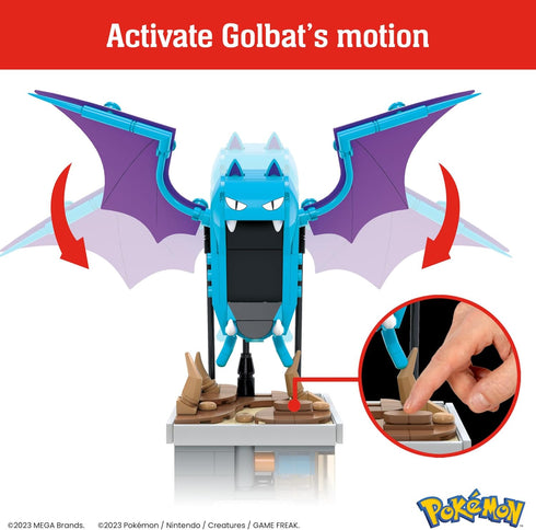 Mega Pokémon Building Toys Set - Mini Motion Golbat with 313 Pieces, Wing Flapping Motion for Adult Collectors