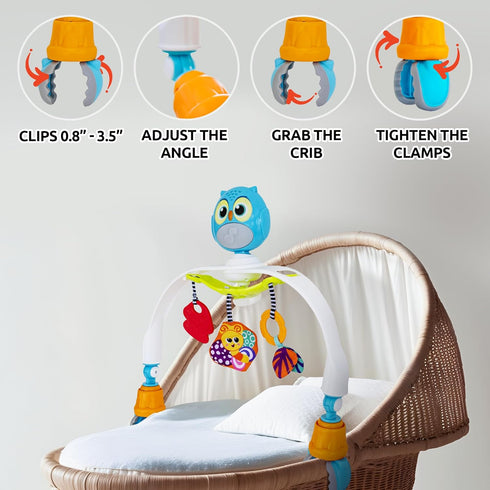 Baby Stroller Arch Toy with Music & Lights - Adjustable Activity Arch & Play Accessories for Infants in Strollers