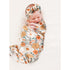 Konssy Baby Girl Newborn Receiving Blanket with Floral Motif Headband Set, Nursery Swaddle Wrap
