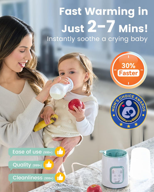 8-in-1 24H Grownsy Baby Bottle Warmer, Fast Baby Milk Warmer with Timer for Breastmilk or Formula, Accurate Temperature