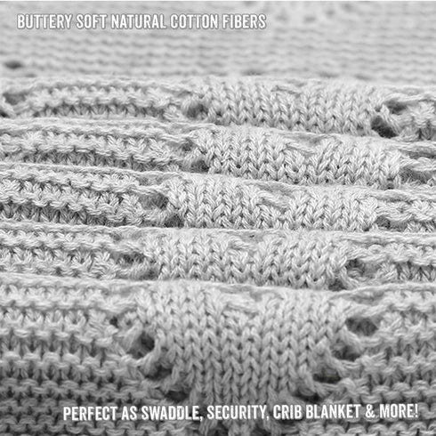 100% Heirloom Knit Heart Receiving Unisex Blanket for Boys and Girls - Luxury Cotton Baby Blanket - Soft Warm Swaddle