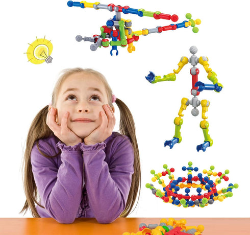 Kids Building Kit STEM Toys, 110 Pcs Educational Construction Blocks DIY Learning Set for Ages 3-10