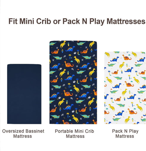 3 Pack Pack david's kids Mini Crib Sheets, Soft Breathable Premium N Play Sheets for Baby Boys Girls Neutral, Playard