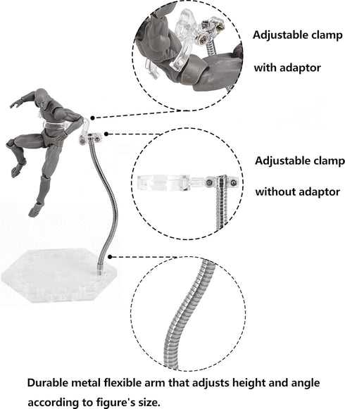 NovaViva 1/144 (4Pcs Action Figure Stand with Flexible Metal Arm,Action Figure Pose Display Holder Base,Flight Stands