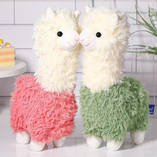 2 Pieces Llama Stuffed Animal, 10 Inches Cute Alpaca Plush Toy Gifts for Girls Boys Birthday, Green and Pink