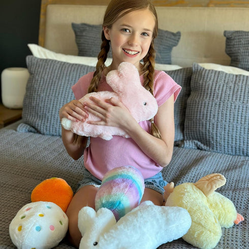 6 Pack Set MaoGoLan Plush Pillow Easter Stuffed Animals Bulk with Rabbit Shaped Throw Pillows Easter Egg Plush for Kids