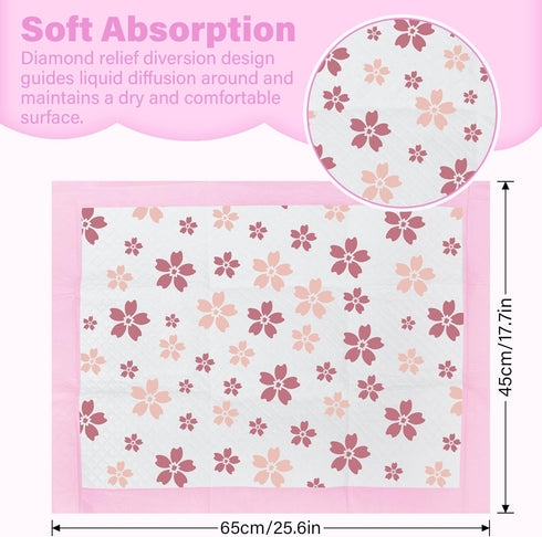 WAAYAA 50 Pack (17"x24",Cherry Disposable Pads Changing Pads for Baby, Incontinence Care Soft Breathable Liners