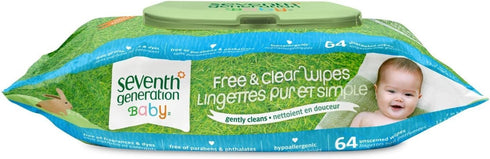 Seventh Generation Chlorine Free Baby Wipes Refill Pack -- 7 (64 wipes)