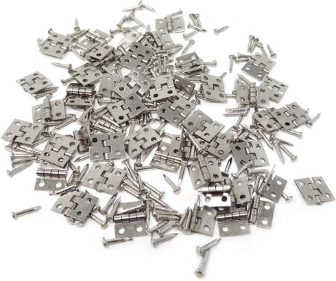 Honbay 50PCS Miniature Dollhouse Hinges - Jewelry Box Tiny Hardware Accessories with 200PCS Screws (Silver)