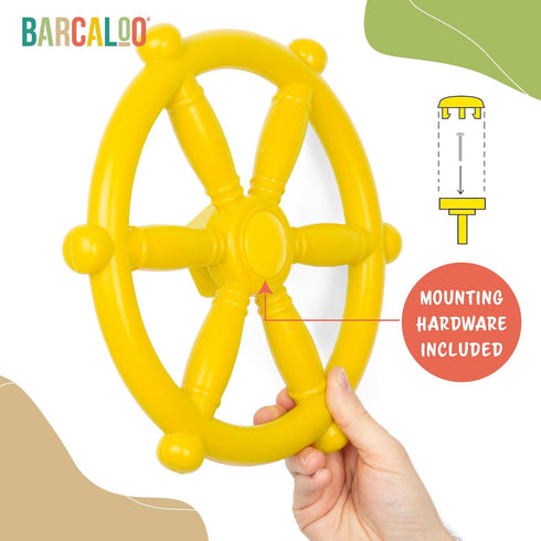 Barcaloo Kids Playground Pirate Ship Wheel - Yellow Steering Wheel for Swing Set, Toddler Playset