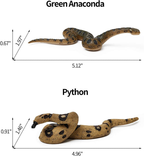 UANDME 8pcs Realistic Fake Snakes Toy Figurines for Prank Scare Birds, Cobra, Boa, Coral, Rattlesnake