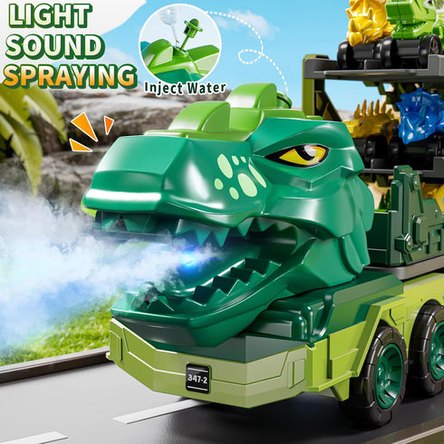 10 1 3-5 4-8 9 5-7 in Dinosaur Truck Toys for Kids Aged with Foldable Race Track, Carrier Truck with Dinosaur Toy Car