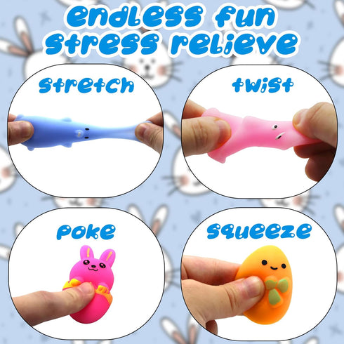 24 Pcs Easter Eggs with Mochi Squishy Toys for Kids Easter Eggs Hunt, Cute Easter Toys for Easter Basket Stuffers