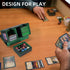 AFIING MTG Commander Card Storage Box - Fits 200 Double Sleeved Cards, Black/Green with 4 Dividers & 2 Toploaders