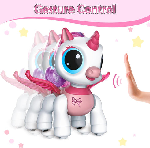 3 4 5 6 7 8 Remote Control Unicorn for Girls - Companion Pet Toys Electronic Pink Pegasus,Music and Waking Robot