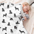 KICPOAY Pug Dog Black Baby Swaddle Blanket for Boys and Girls, Muslin Baby Receiving Swaddle Blanket, Soft Cotton