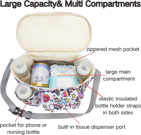 Coloch Universal Stroller Organizer, Large Capacity Multi-purpose Stroller Bag Caddy with Cup Holder Waterproof